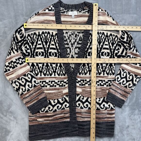 Lucky Brand Women’s M Multicolor Striped Cardigan Sweater 3 Button Knit - Picture 3 of 8